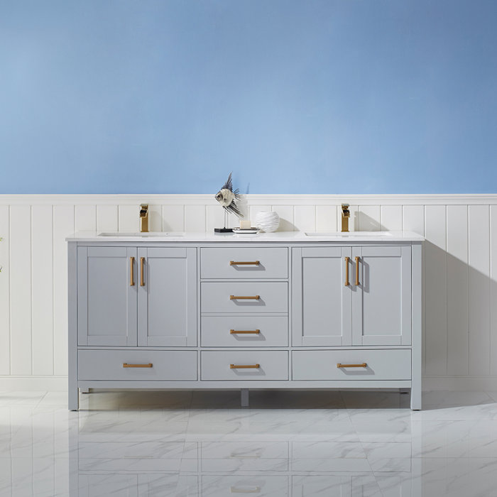 Everly Quinn Ryland 72'' Double Bathroom Vanity with Stone Top